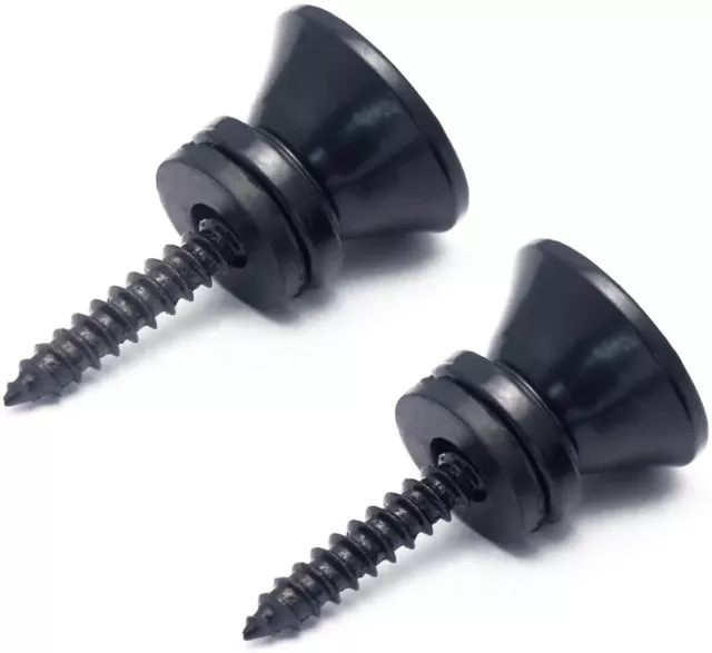 2pcs Black Guitar Metal Strap Lock Button Pegs End Pins for Guitar Bass Ukulele