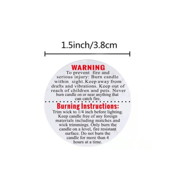 para vela Pegatina de advertencia circular Etiquetas de tarro para velas 2
