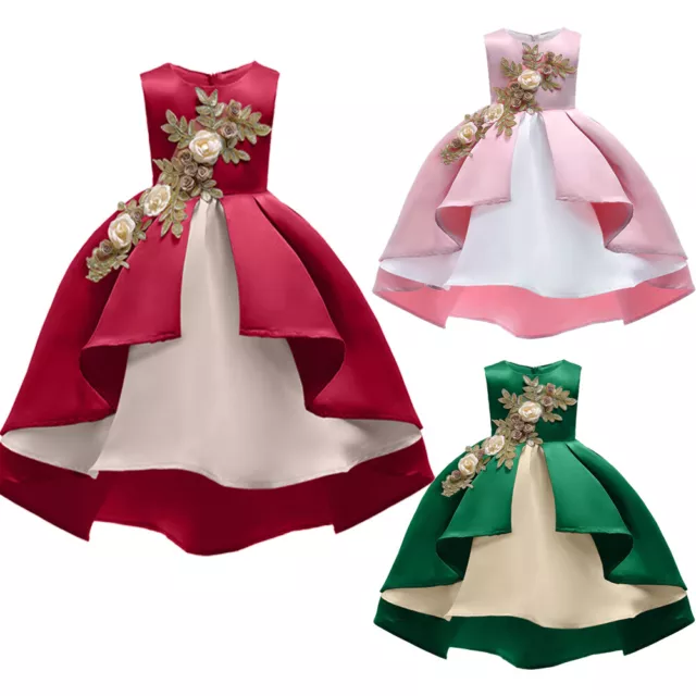 Toddler Kids Princess Baby Girls Dress Floral Party Pageant Gown Formal Skirts 3