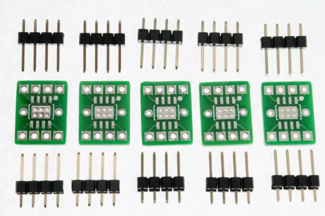 5-pack Surface Mount (SMD) SOIC8 with Ground Pad to 0.1" DIL Adapter Converter