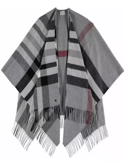 NEW V.Fraas Women's Plaid Ruana Wrap Thin Scarf with Fringe Trim Frayed Edges