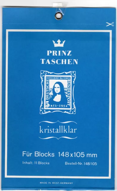 Prinz Taschen Nr 148/105 für Blocks 148 x 105 mm Kristallklar 11 St. ungebraucht