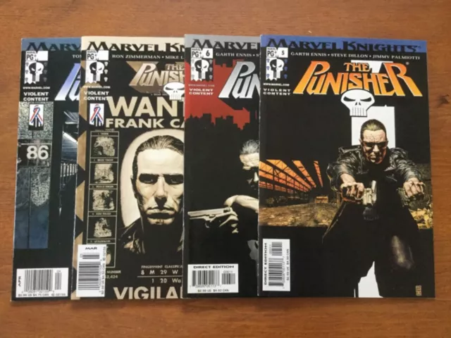 THE PUNISHER #5,6,8,9 (2001 vol.4 Marvel Knights Comics) Garth Ennis Dillon