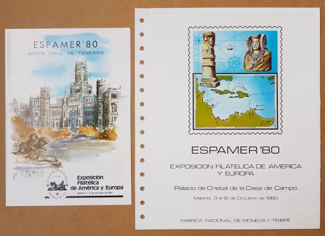 España. Espamer-80. Documento Fnmt 12 Y Carpetilla Con Tarjetas Entero Postales.