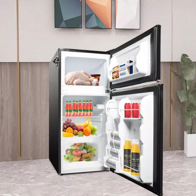 Mini Fridge Small Refrigerator 1.7 Cu Ft Freezer Black Metal Compact Single  Door