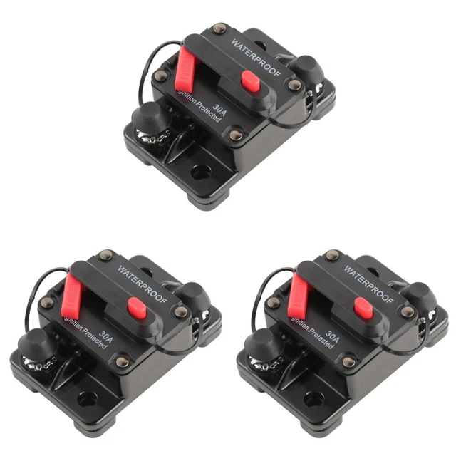 X AUTOHAUX Lot 2 Disjoncteurs Réarmables 15A 12V-48V DC - Protection Circuit Voiture Noir/Vert
