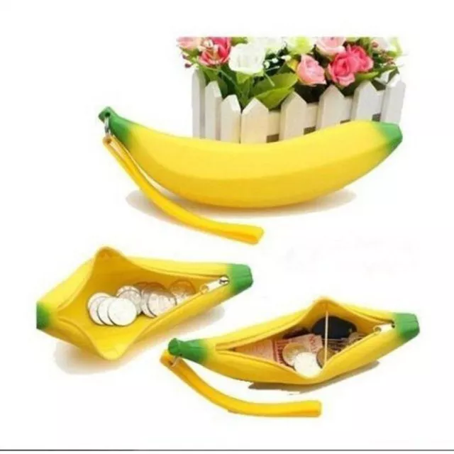 Organizer Kawaii portafoglio portatile in silicone custodia a matita borsa per banane