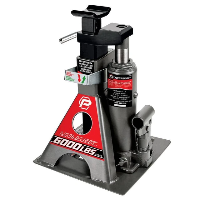 Powerbuilt Bottle Jack 11.5"x9.75"x9.875" 22.66 lb 3-Ton Unijack Jackstand+Steel