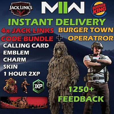 COD MW2 Modern Warfare 2 Ghillie Full Jack Links Set (4 codes)+FREE BURGER TOWN