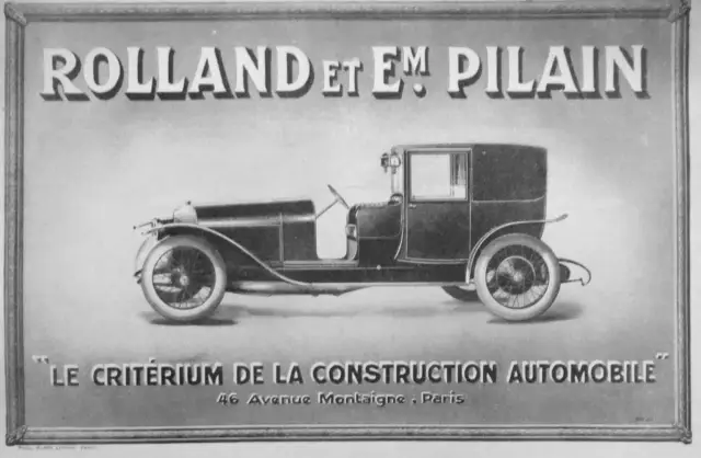 Publicité De Presse 1919 Rolland & E.m. Pilain Critérium De L'automobiles
