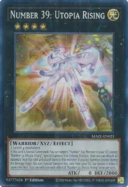 Yugioh! Number 39: Utopia Rising - MAZE-EN021 - Super Rare - 1st Edition Near Mi