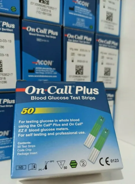 On Call Plus Blood Glucose Test Strips 50-100-150-200 strips. Exp:07/2024