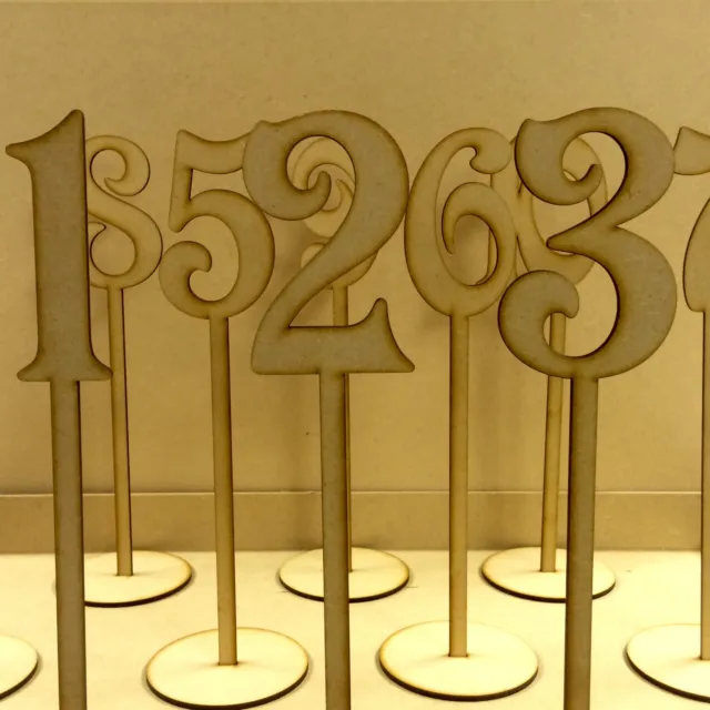 Freestanding Wooden Table Numbers  Balloon Weights - Wedding - Craft MDF