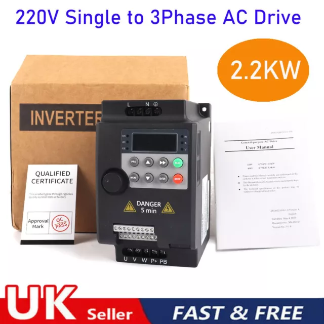 2.2KW 3HP 220V Variable Frequency Drive Inverter Converter VFD Single To 3 Phase