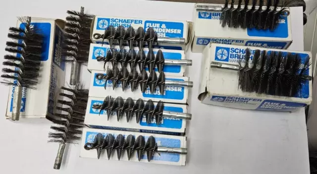 Schaefer Brush Spiral Flue Scraper LOT of 10, 3x2.5", 1x2.75", 1x3.25",5x2"