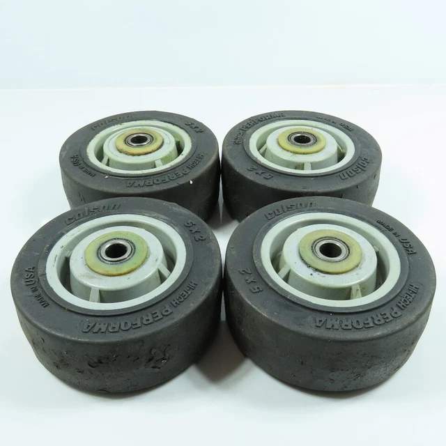Colson 5x2 Perfoma Soft Rubber Wheel 1/2" Strt Roller Bearing Made In USA Lot/4