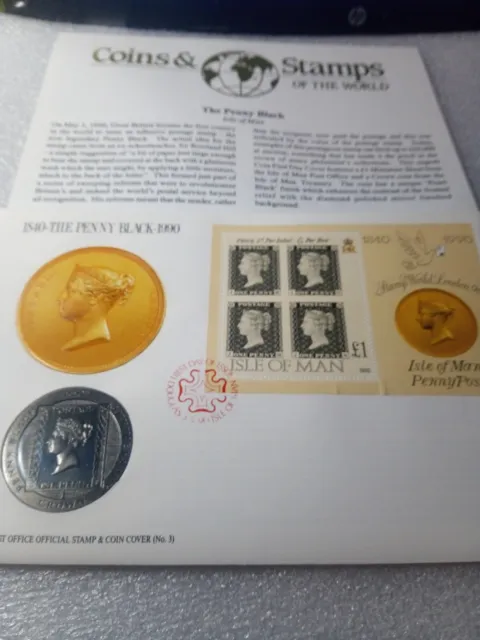 1990 Isle Of Man Penny Black Crown Coin Fdc