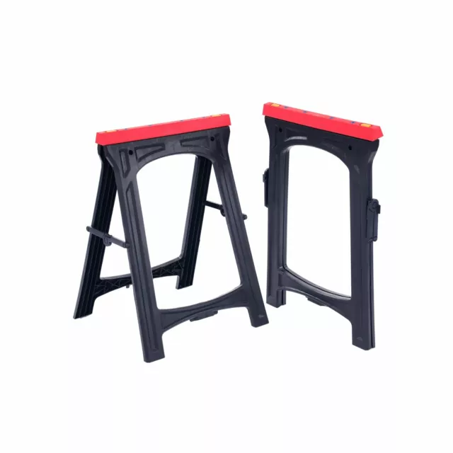 NEW! 2x Heavy Duty Folding Plastic Saw Horse Trestle Stands 150kg