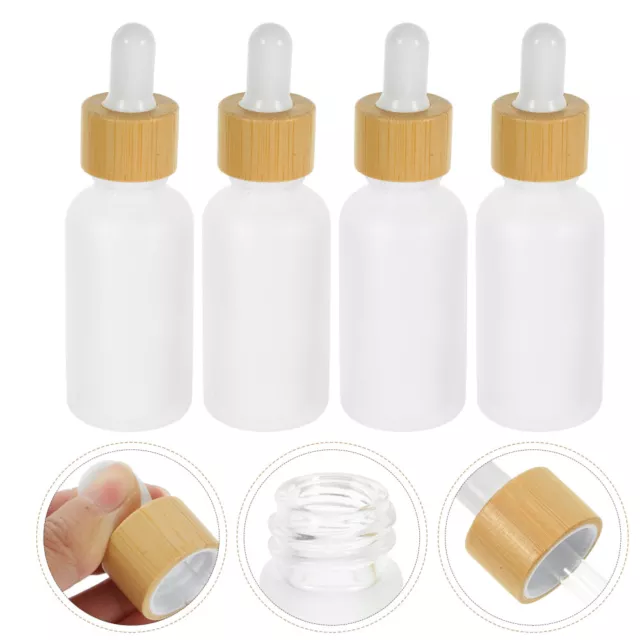 5Pcs 30ML Glass Dropper Bottles with Bamboo Lid for Perfume and Essential-