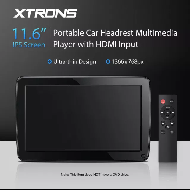 1PC 11.6" IPS Screen Car Headrest Monitor Multimedia Player HDMI USB 1366*768