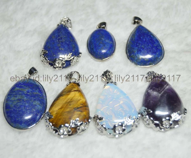 Fine Natural Gemstome Oval / Teardrop Style Fashion Necklace Pendant