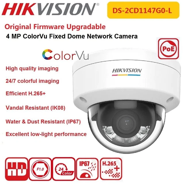 HIKVISION IP CAMERA DS2CD1147G0 C F2.8 Dome 4 MP Fixed focal lens IP67