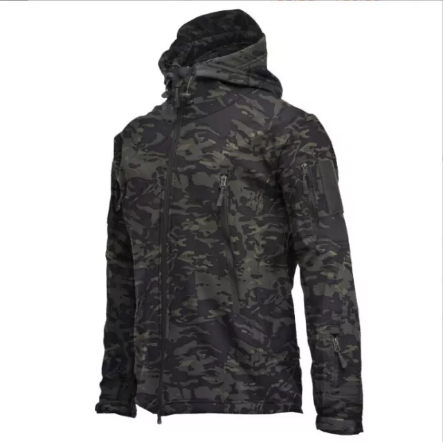 Men Tactical Jacket Windproof Military Hooded Fleece Coat Outdoor Army Clothes