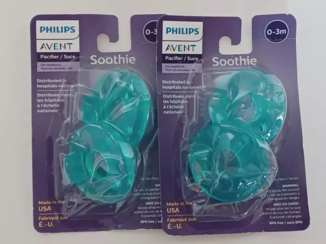 Philips Avent Soothie Pacifiers 0-3m SCF190/01 Green BPA Free Hospital Grade 2pK