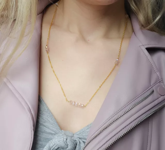 "Simple Elegance" Handmade Gold-Pink Golden Chain Jewelry Jewellery Set Bracelet