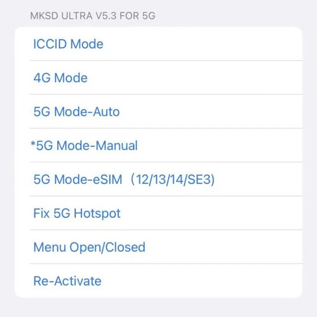 Adesivo MKSD Ultra V5.3 modalità 5G QPE iOS16.x IP14 12 Sprint Cricket Metrop SC