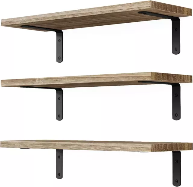 Floating Shelves, 3 Sets Wall Shelves, Wooden Floating Shelves for Wall Décor, W