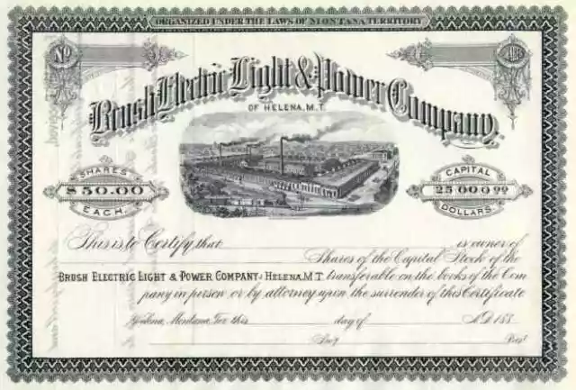 188_ Brush Electric Light & Power Stock Certificate