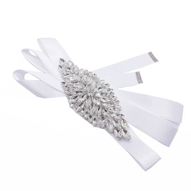 Cinture Strass Sposa Bianca Abiti Damigella d'Onore Fascia Scintillante