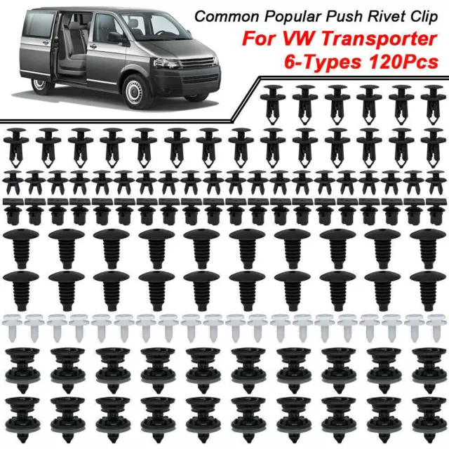 120X Clips Door Panel Trim Roof Splashguard Fastener For Vw T6 T4 T5 Transporter