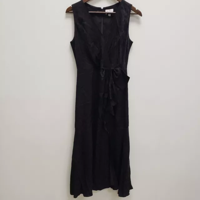 Milly Womens Embossed Midi Dress Size 6 Black Animal Print V Neck Sleeveless