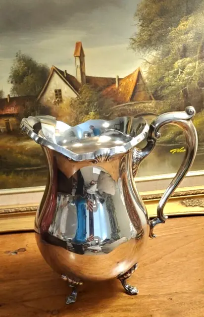 FB Rogers Silverplate Water Pitcher w Ice Lip Georgetown Shell & Scroll 1940's
