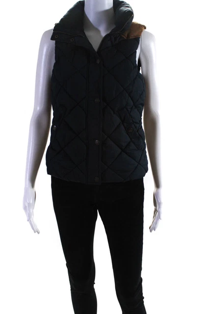 L.O.G.G. Label of Graded Goods Womens Quilted Vest Jacket Blue Brown Size 6