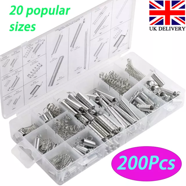 200Pcs Assorted Coil Spring Small Metal Steel Expansion Compressed Springs Set