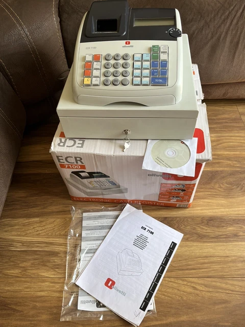 Olivetti ECR 7100 Registratore di cassa elettronico Orzo usato in scatola - Chiavi INC In perfette condizioni