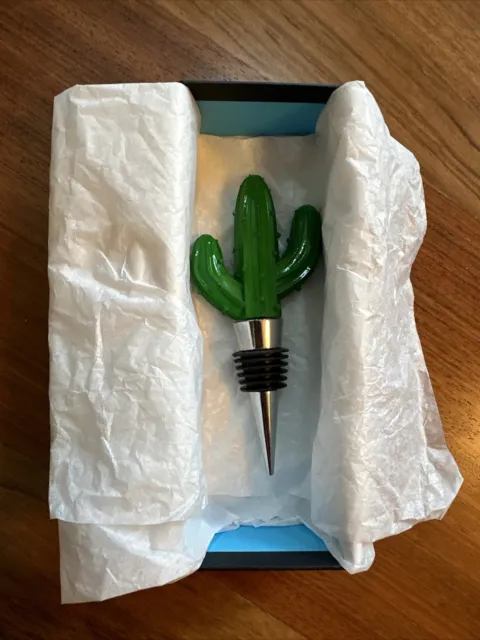 Cactus Wine Bottle Stopper 5"×2" Green New-Open Box Wink Brand Keep Or Gift