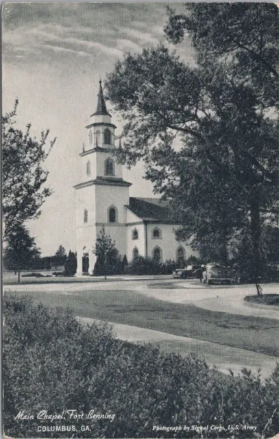 Main Chapel Fort Benning~Columbus Georgia Vintage Army Signal Corp GA Postcard