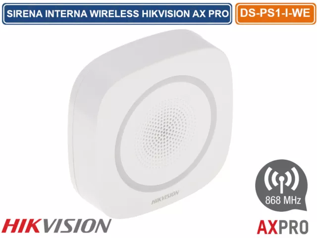 Hikvision Ax Pro Sirena Da Interno Con Led Blu Wireless 868Mhz 110Db