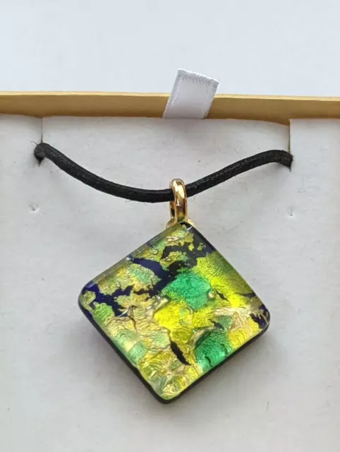 Murano gold green and black glass pendant necklace Fashion Jewelry