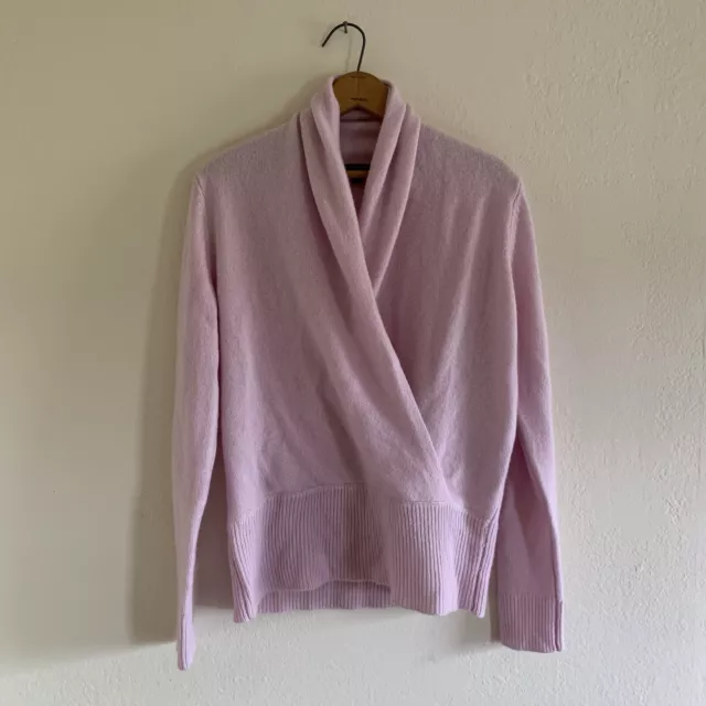 Ann Taylor Cashmere Shawl Collar Wrap Sweater Pink Women's Medium