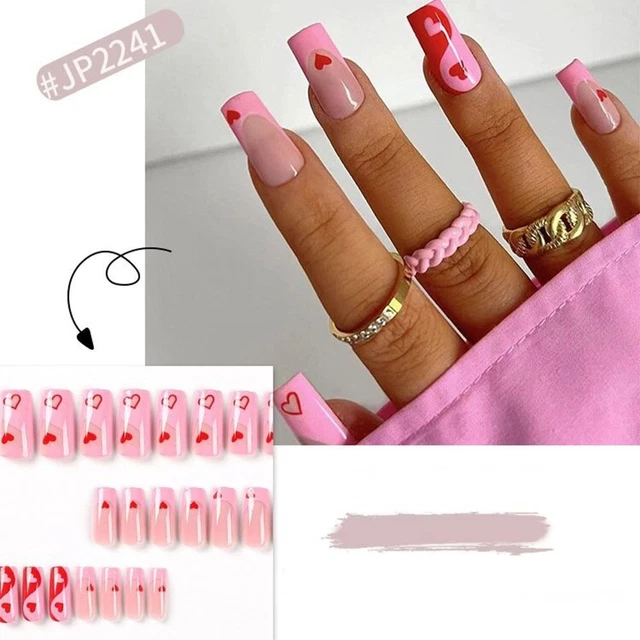 Abdeckung DIY Abnehmbar Lange Französisch Ballerina Liebe Herz Gefälschte Nägel