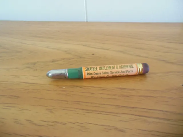 Vintage John Deere Dealership Bullet Pencil - Swayzee Implement & Hardware