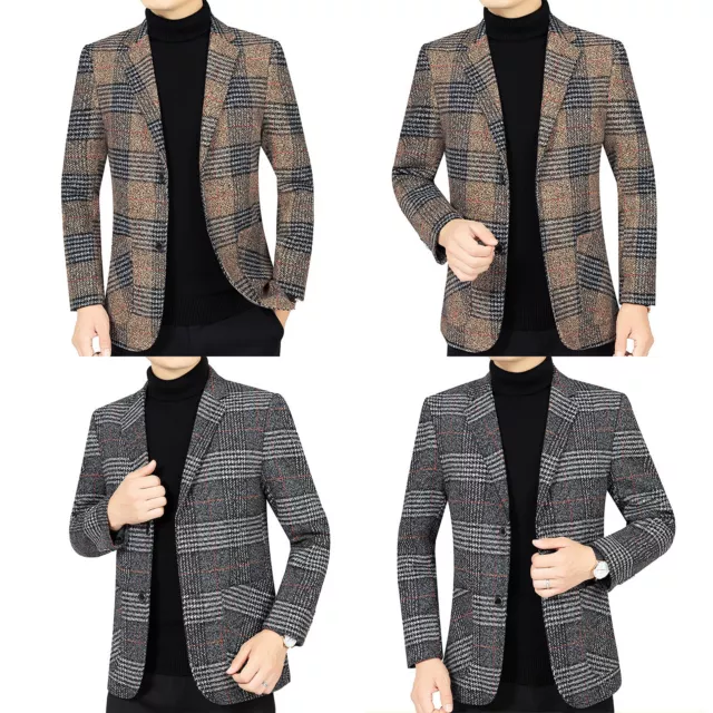 Men Jackets Full Lined Coat Patch Pockets Blazer Notch Lapel Outerwear Work Top