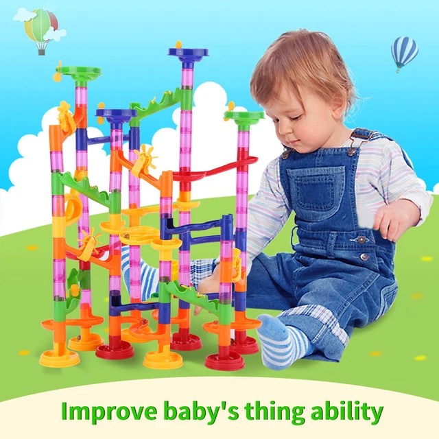 DIY Marble Run Race Set Construction Building Blocks Toy Game Track Kid Maze
