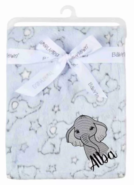 PERSONALISED BABY EMBROIDERED  safari elephant boys / girls  blanket NEW 2022