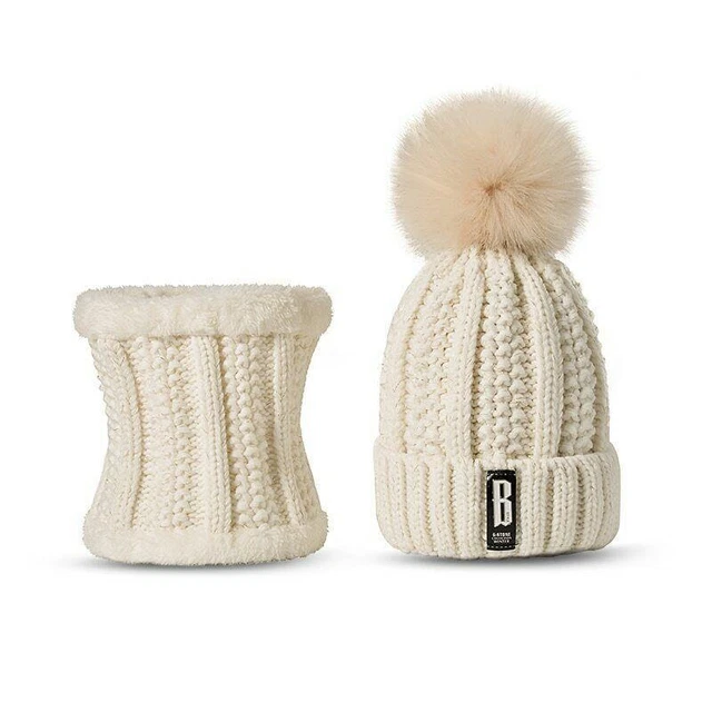 Set de Bufanda de Anillo y Gorro de Punto para Mujer ideal para Invierno 2